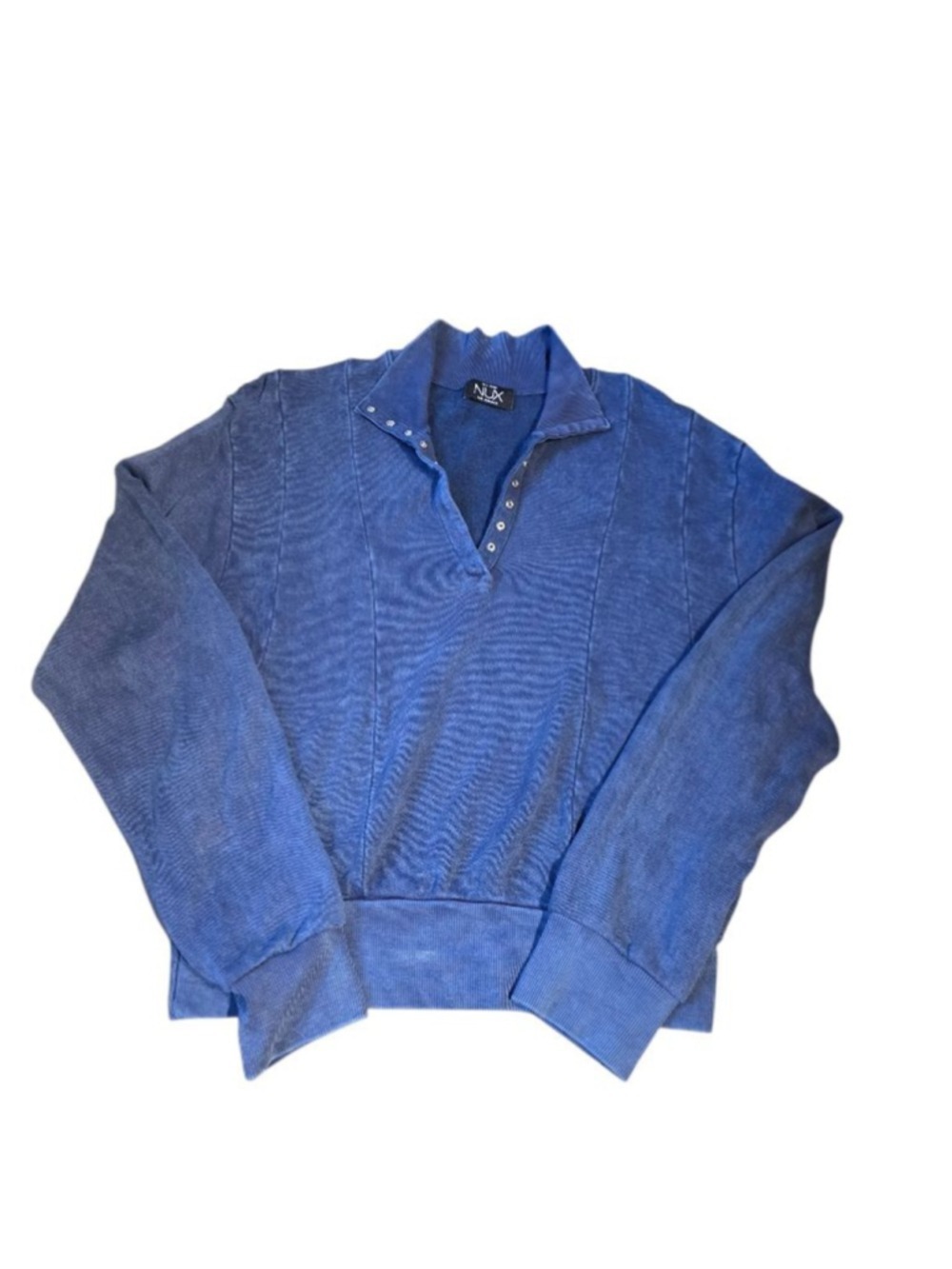 NUX Active Los Angeles Blue Long Sleeve Collared Sweatshirt Large Soft Bamboo